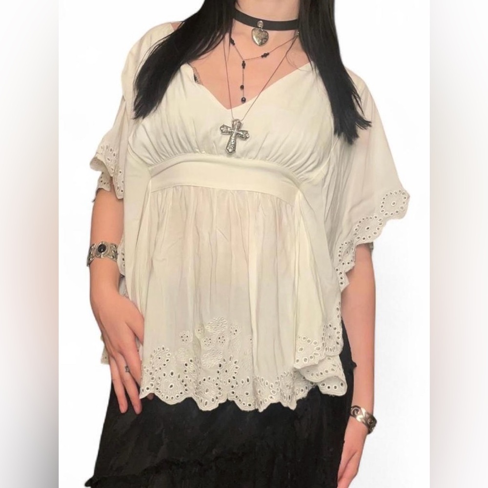 SOLD ! minkpink white babydoll open sides boho top
